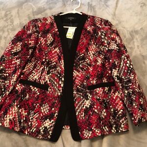 NWT Kasper women’s plus size jacket, size 16w red, black, white, silver